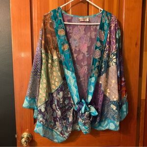 Colorful Patchwork Kimono Cardigan Sterling Style Boho Hippie Cover Up